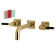 thumbnail image 1 of Kingston Brass KS6127DKL Kaiser Double-Handle Wall Mount Bathroom Faucet, Brushed Brass, 1 of 8