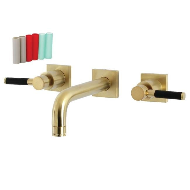 Kaiser 14.63" Modern Wall Mount Bathroom Faucet in Brushed Brass