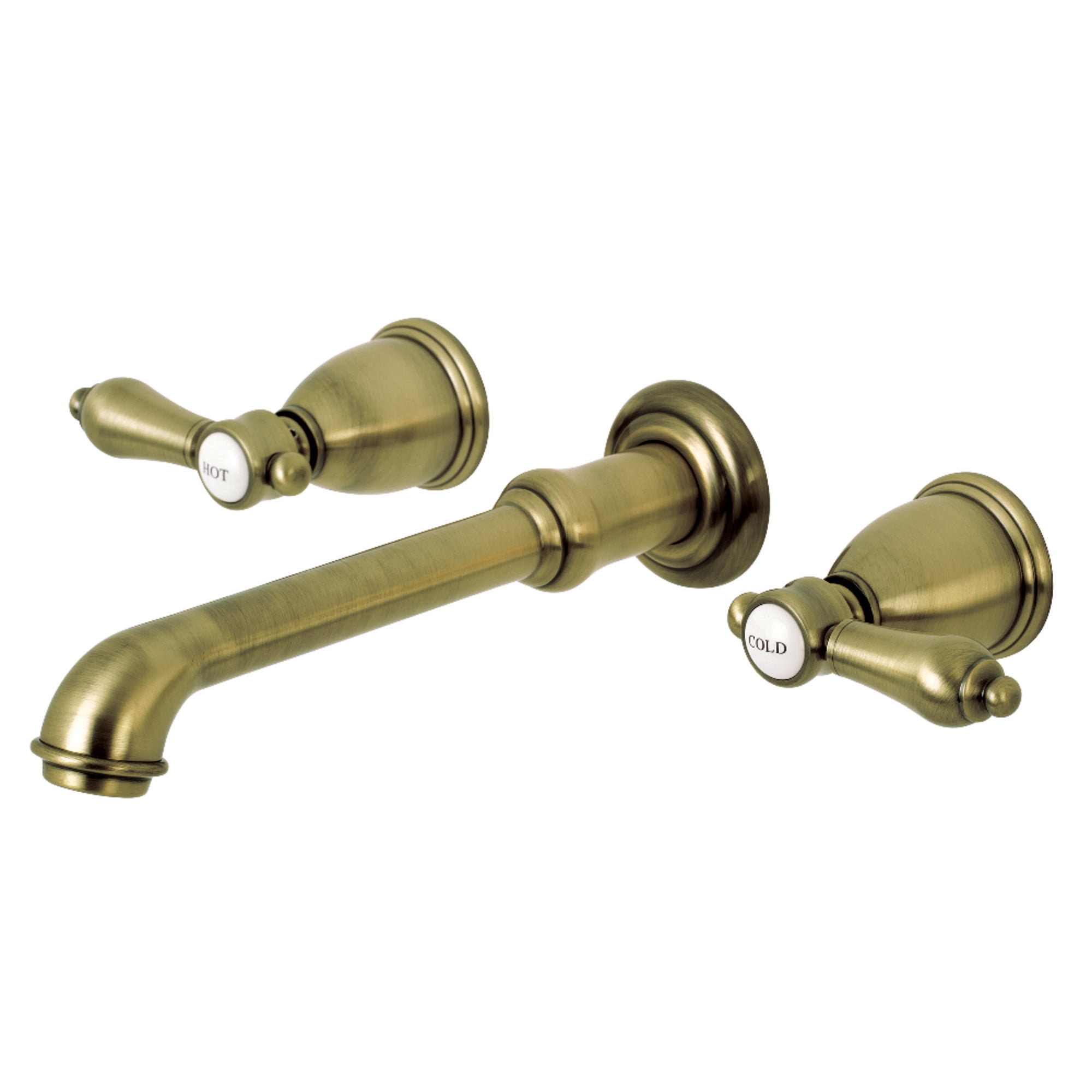 Kingston Brass KS7023BAL Heirloom Two-Handle Wall Mount Roman Tub Faucet, Antique Brass