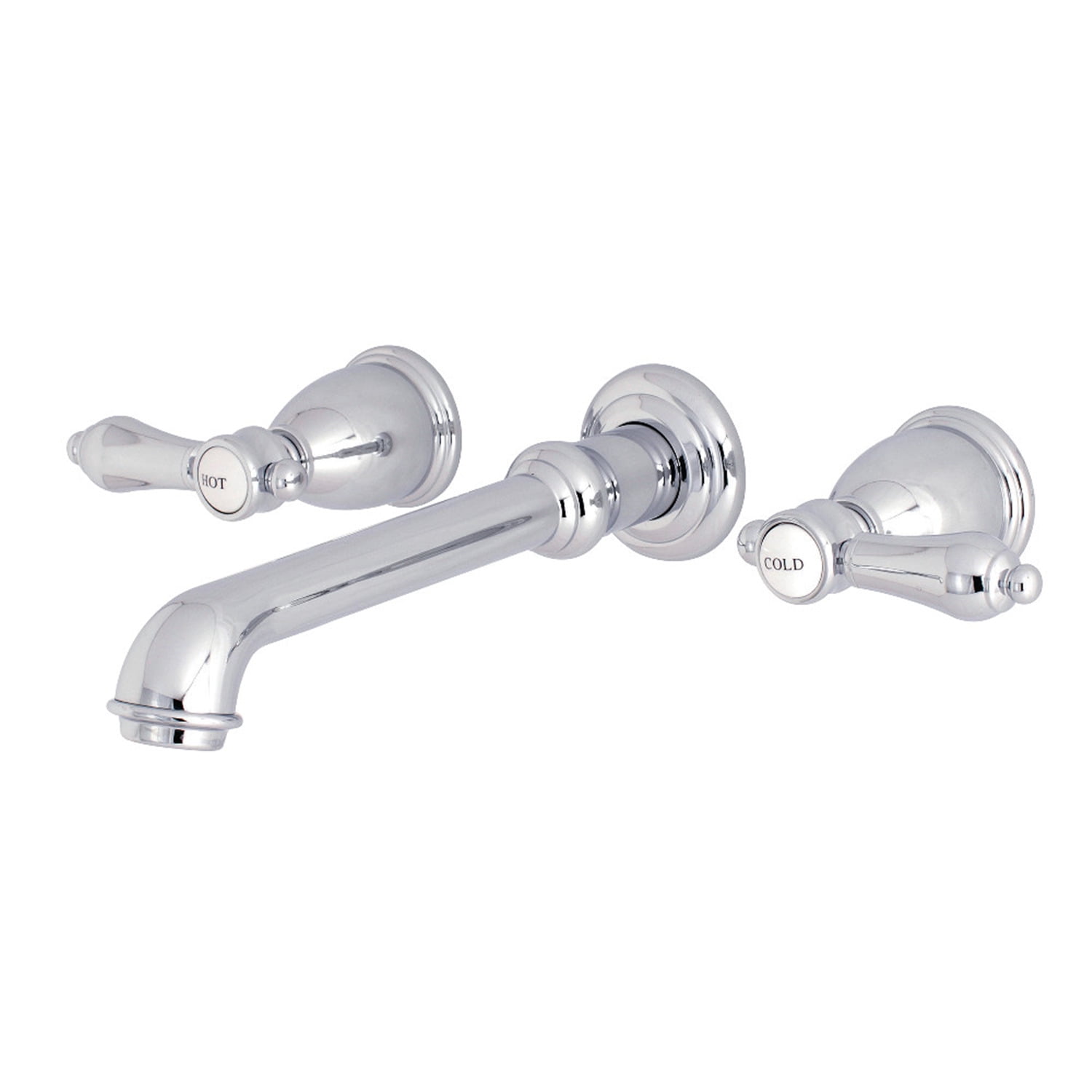 Elegant Heirloom Polished Chrome Dual-Lever Wall-Mount Tub Faucet