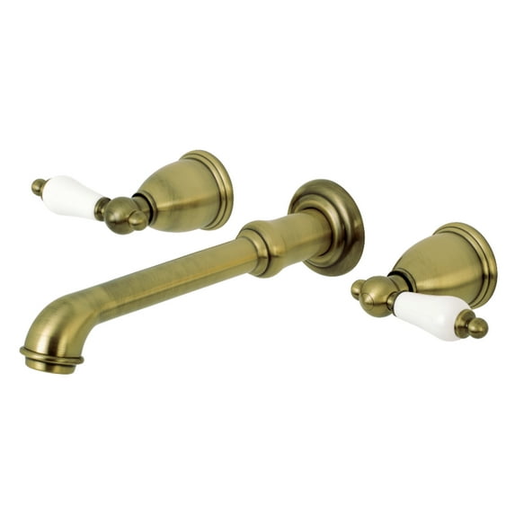 Kingston Brass KS7023PL English Vintage Two-Handle Wall Mount Roman Tub Faucet, Antique Brass