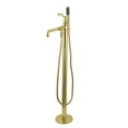 thumbnail image 1 of Kingston Brass KS7032ABL English Country Freestanding Tub Faucet with Hand Shower, Polished Brass, 1 of 8