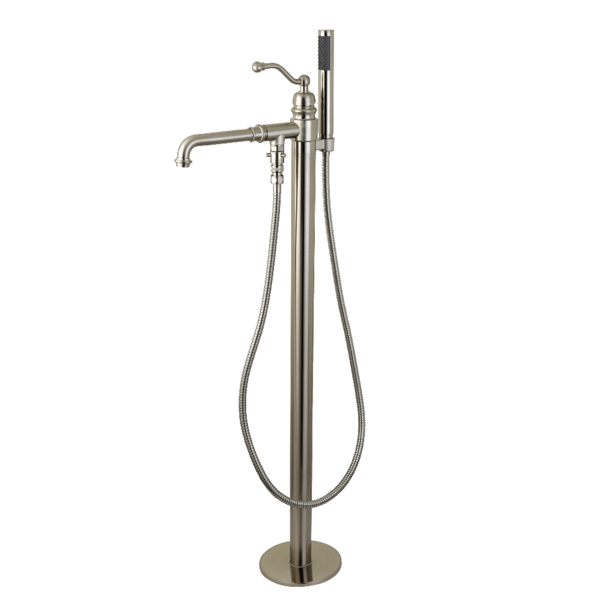 Kingston Brass KS7038ABL English Country Freestanding Tub Faucet with Hand Shower, Brushed Nickel