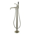 thumbnail image 1 of Kingston Brass KS7038ABL English Country Freestanding Tub Faucet with Hand Shower, Brushed Nickel, 1 of 8