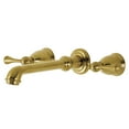thumbnail image 1 of Kingston Brass KS7127BL English Country Double-Handle Wall Mount Bathroom Faucet, Brushed Brass, 1 of 8