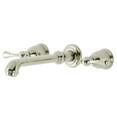 thumbnail image 1 of Kingston Brass KS7126BL English Country Double-Handle Wall Mount Bathroom Faucet, Polished Nickel, 1 of 8