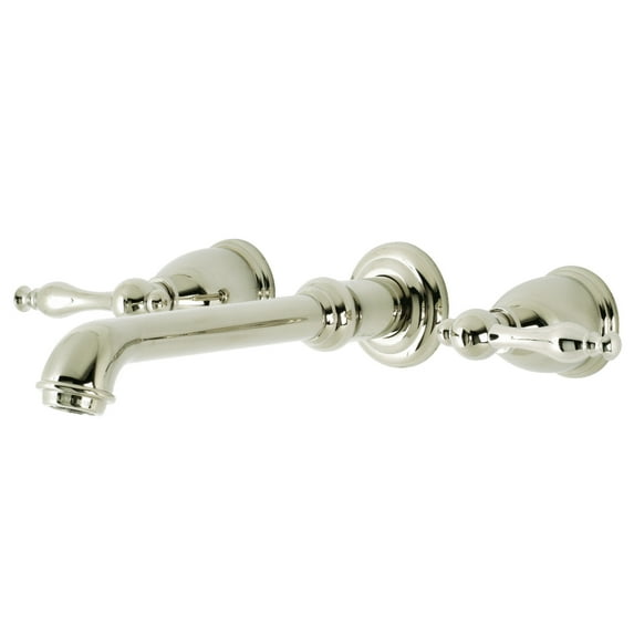 Kingston Brass KS7126NL Naples Double-Handle Wall Mount Bathroom Faucet, Polished Nickel