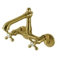 thumbnail image 1 of Kingston Brass KS7227AX English Country Double-Handle Wall-Mount Bridge Kitchen Faucet, Brushed Brass, 1 of 7