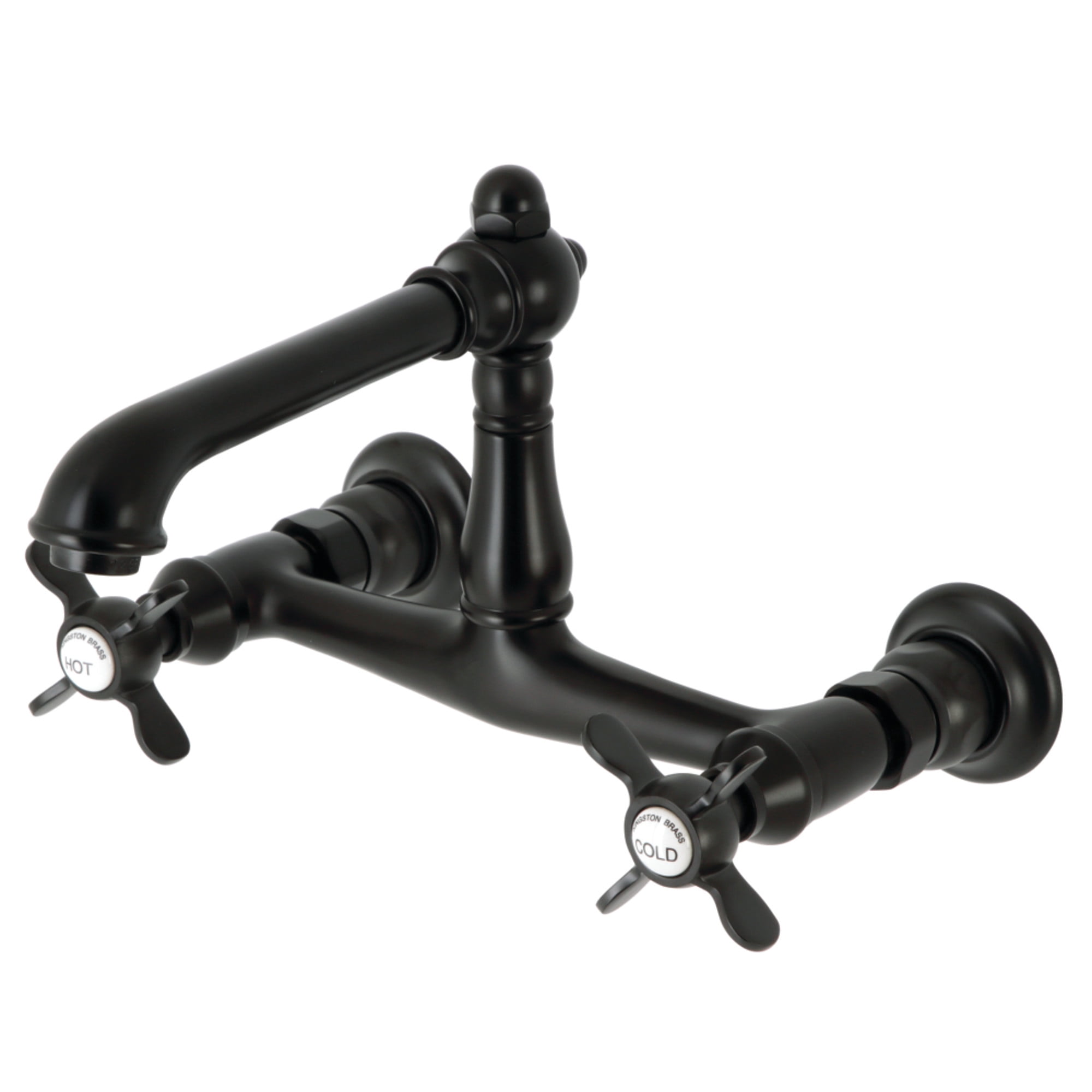 Kingston Brass KS7240BEX Essex Double-Handle Wall Mount Bathroom Faucet, Matte Black