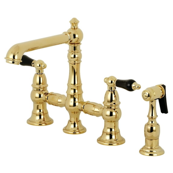 Kingston Brass KS7272PKLBS Duchess Bridge Kitchen Faucet with Brass Side Sprayer, Polished Brass