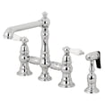 thumbnail image 1 of Kingston Brass KS7271PLBS English Country 8-Inch Bridge Kitchen Faucet with Sprayer, Polished Chrome, 1 of 9