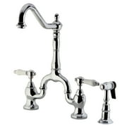 Kingston Brass KS7753BPLBS Bel-Air Two-Handle 3-Hole Deck Mount Bridge Kitchen Faucet with Brass Side Sprayer in Antique Brass