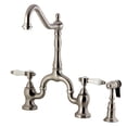 thumbnail image 1 of Kingston Brass KS7758BPLBS Bel-Air Two-Handle 3-Hole Deck Mount Bridge Kitchen Faucet with Brass Side Sprayer in Brushed Nickel, 1 of 4