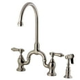 thumbnail image 1 of Kingston Brass KS7798BALBS Heirloom Two-Handle 3-Hole Deck Mount Bridge Kitchen Faucet with Brass Side Sprayer in Brushed Nickel, 1 of 4