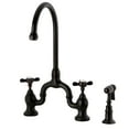 thumbnail image 1 of Kingston Brass KS7795BEXBS Essex Two-Handle 3-Hole Deck Mount Bridge Kitchen Faucet with Brass Side Sprayer in Oil Rubbed Bronze, 1 of 4