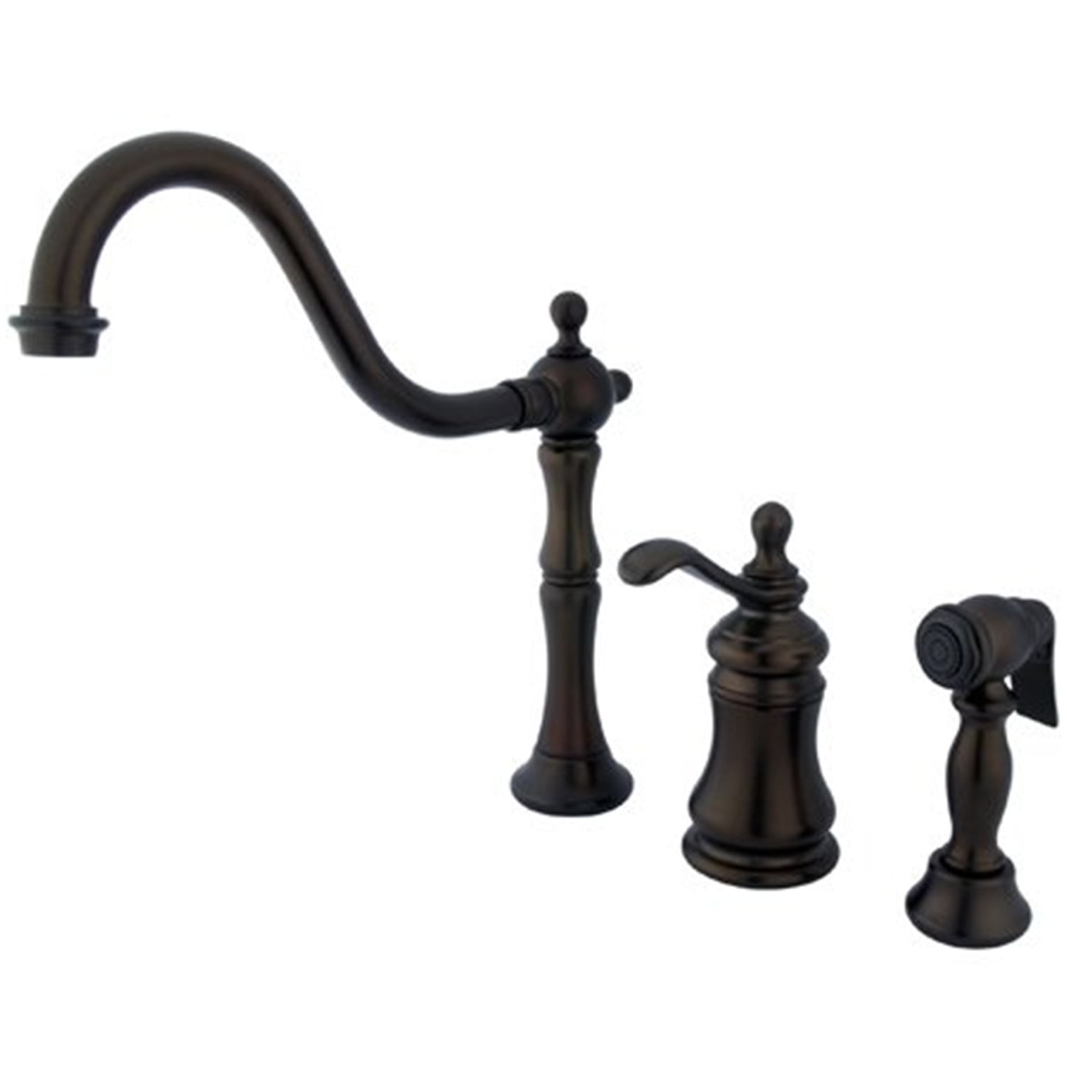 Polished Chrome Traditional Widespread Kitchen Faucet with Brass Sprayer