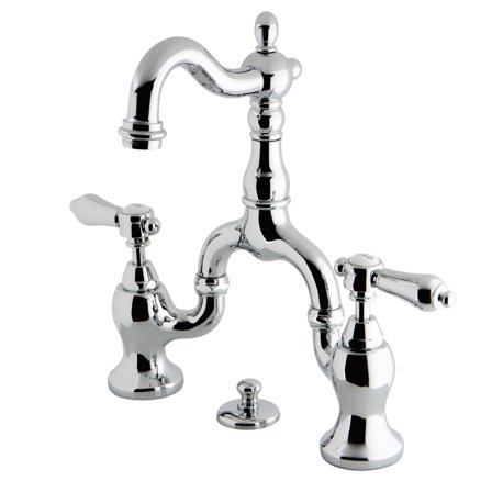 Kingston Brass KS7971BAL Heirloom Bridge Bathroom Faucet with Brass Pop-up, Polished Chrome