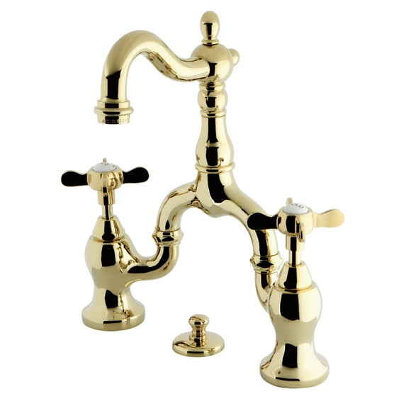 Kingston Brass KS7972BEX Essex Bridge Bathroom Faucet with Brass Pop-up, Polished Brass