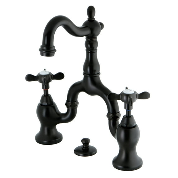 Kingston Brass KS7975BEX Essex Bridge Bathroom Faucet with Brass Pop-up, Oil Rubbed Bronze
