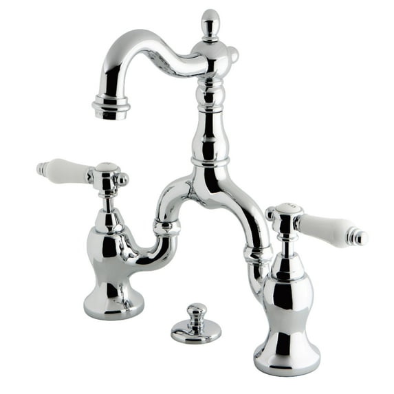 Kingston Brass KS7971BPL Bel-Air Bridge Bathroom Faucet with Brass Pop-up, Polished Chrome