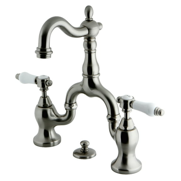 Kingston Brass KS7978BPL Bel-Air Bridge Bathroom Faucet with Matching Pop-up Drain, Brushed Nickel