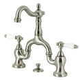 thumbnail image 1 of Kingston Brass KS7978PL English Country Bridge Bathroom Faucet with Brass Pop-up, Brushed Nickel, 1 of 7