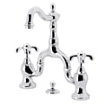 thumbnail image 1 of Kingston Brass KS7971TX French Country Bridge Bathroom Faucet with Brass Pop-up, Polished Chrome, 1 of 7