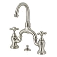 thumbnail image 1 of Kingston Brass KS7998AX English Country Bridge Bathroom Faucet with Brass Pop-up, Brushed Nickel, 1 of 7