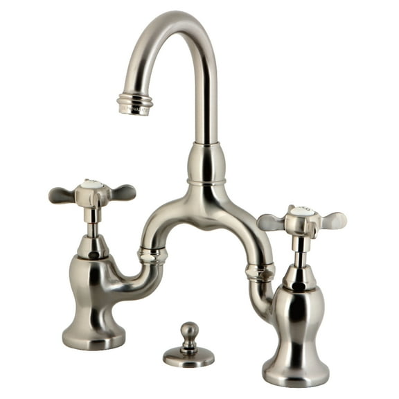 Kingston Brass KS7998BEX Essex Bridge Bathroom Faucet with Brass Pop-up, Brushed Nickel
