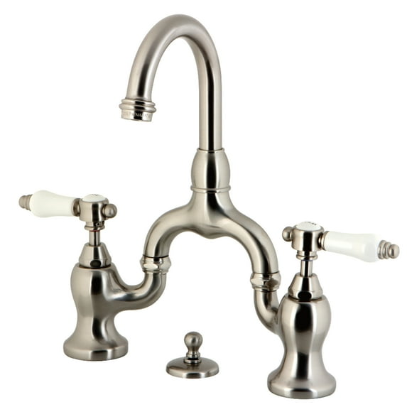 Kingston Brass KS7998BPL Bel-Air Bridge Bathroom Faucet with Brass Pop-up, Brushed Nickel