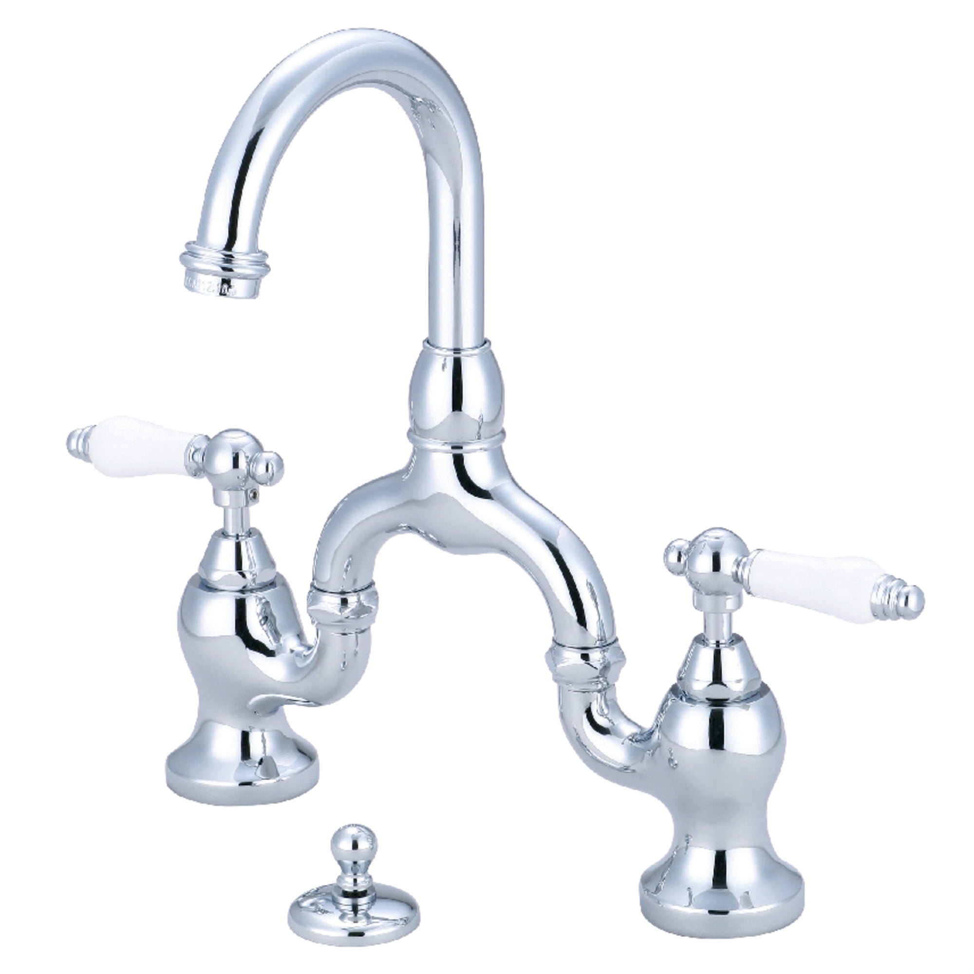 Kingston Brass KS7991PL English Country Bridge Bathroom Faucet with Brass Pop-up, Polished Chrome