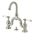 thumbnail image 1 of Kingston Brass KS7998PL English Country Bridge Bathroom Faucet with Matching Pop-up Drain, Brushed Nickel, 1 of 7