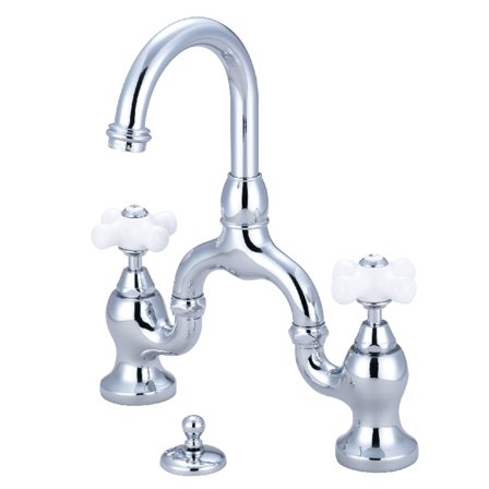 Kingston Brass KS7991PX English Country Bridge Bathroom Faucet with Brass Pop-up, Polished Chrome