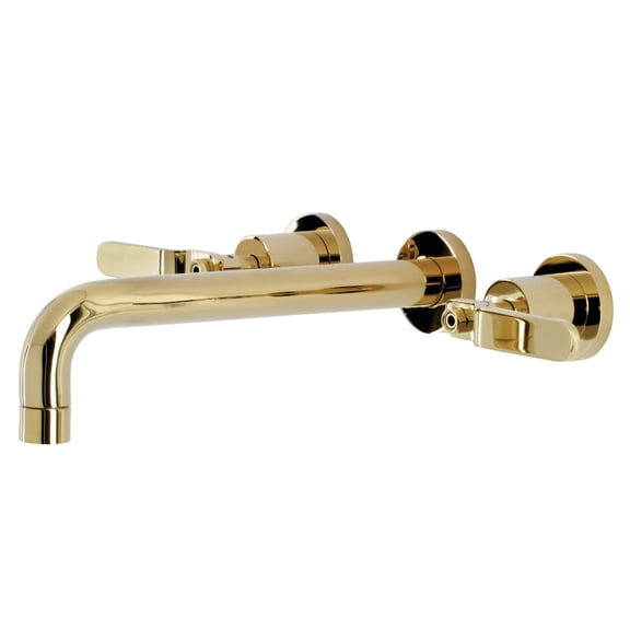 Kingston Brass KS8022KL Whitaker Two-Handle 3-Hole Wall Mount Roman Tub Faucet in Polished Brass