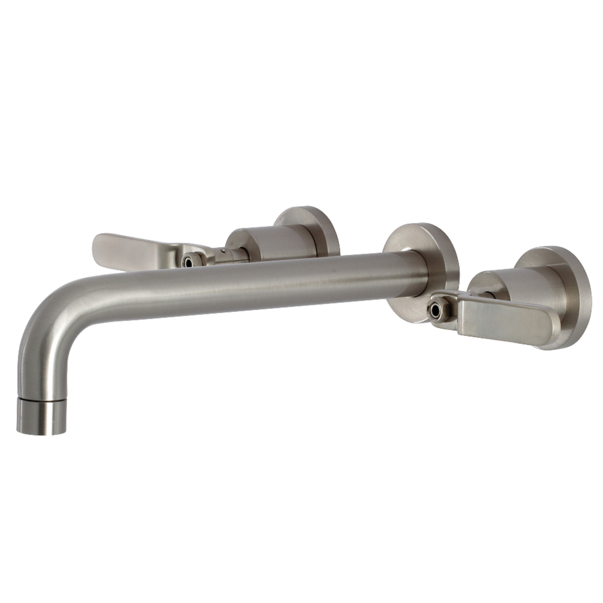 Kingston Brass KS8028KL Whitaker Two-Handle 3-Hole Wall Mount Roman Tub Faucet in Brushed Nickel