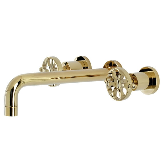 Kingston Brass KS8022RX Belknap Two-Handle 3-Hole Wall Mount Roman Tub Faucet in Polished Brass