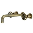 thumbnail image 1 of Kingston Brass KS8023RX Belknap Two-Handle 3-Hole Wall Mount Roman Tub Faucet in Antique Brass, 1 of 7