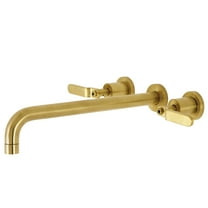 Kingston Brass KS8047KL Whitaker Two-Handle 3-Hole Wall Mount Roman Tub Faucet in Brushed Brass