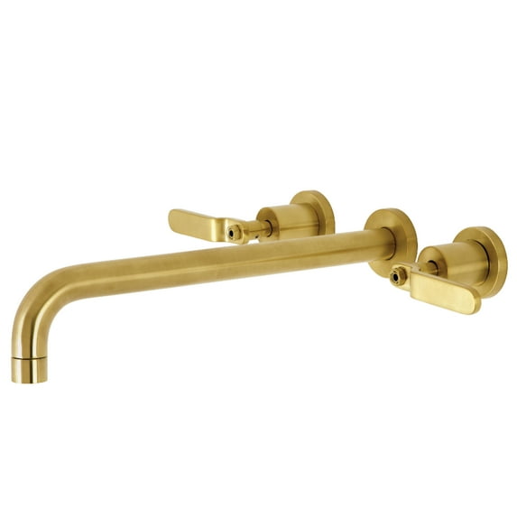 Kingston Brass KS8047KL Whitaker Two-Handle 3-Hole Wall Mount Roman Tub Faucet in Brushed Brass