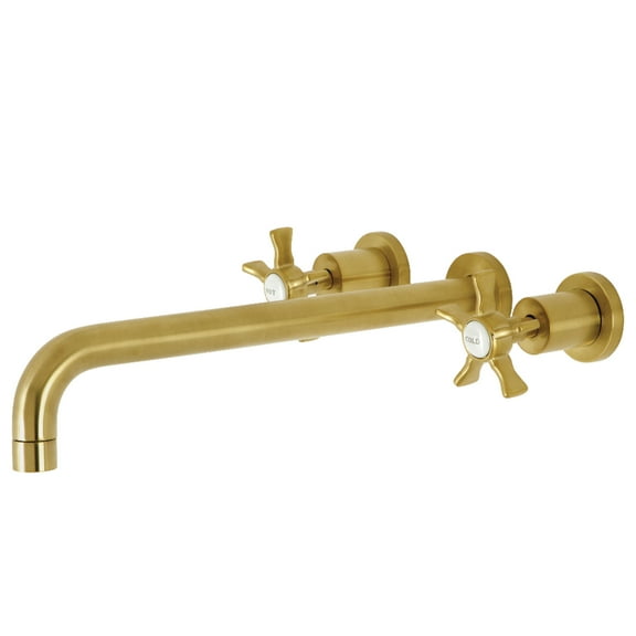 Kingston Brass KS8047NX Hamilton Two-Handle 3-Hole Wall Mount Roman Tub Faucet in Brushed Brass
