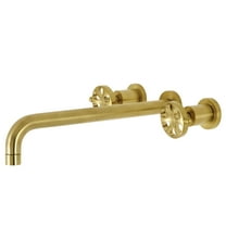 Kingston Brass KS8047RX Belknap Two-Handle 3-Hole Wall Mount Roman Tub Faucet in Brushed Brass