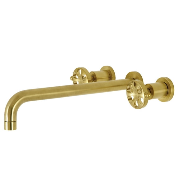 Kingston Brass KS8047RX Belknap Two-Handle 3-Hole Wall Mount Roman Tub Faucet in Brushed Brass