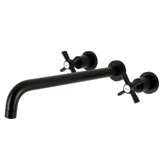 Kingston Brass KS8040ZX Millennium Two-Handle 3-Hole Wall Mount Roman Tub Faucet in Matte Black