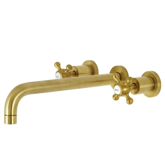 Kingston Brass KS8057BX Metropolitan Two-Handle 3-Hole Wall Mount Roman Tub Faucet in Brushed Brass