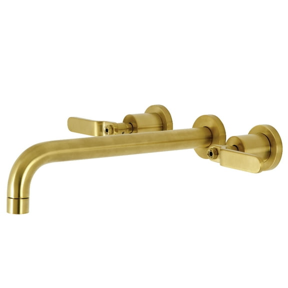 Kingston Brass KS8057KL Whitaker Two-Handle 3-Hole Wall Mount Roman Tub Faucet in Brushed Brass