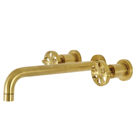 Kingston Brass KS8057RX Belknap Two-Handle 3-Hole Wall Mount Roman Tub Faucet in Brushed Brass