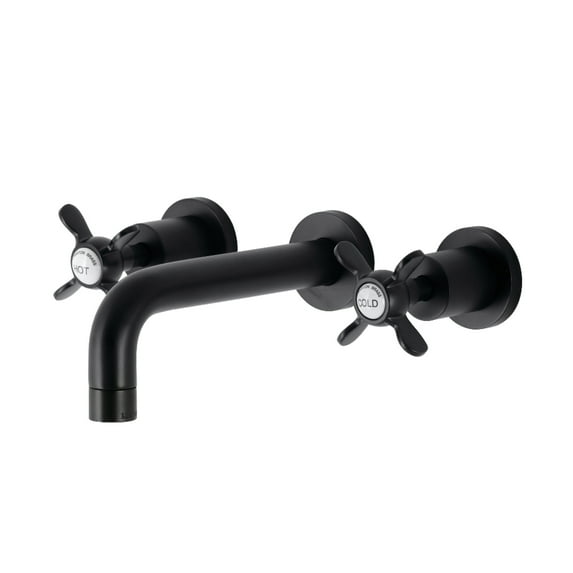 Kingston Brass KS8120BEX Essex Double-Handle 3-Hole Wall Mount Bathroom Faucet in Matte Black