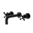 thumbnail image 1 of Kingston Brass KS8120BX Metropolitan Double-Handle 3-Hole Wall Mount Bathroom Faucet in Matte Black, 1 of 8