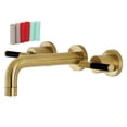 thumbnail image 1 of Kingston Brass KS8127CKL Kaiser Double-Handle 3-Hole Wall Mount Bathroom Faucet in Brushed Brass, 1 of 8