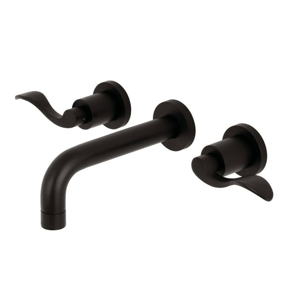 Kingston Brass KS8125DFL NuWave Double-Handle 3-Hole Wall Mount Bathroom Faucet in Oil Rubbed Bronze